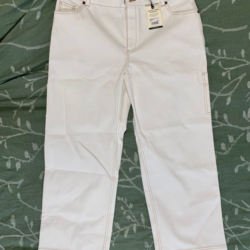 Organic Bedford Cord Carpenter Pant, White, Size 12